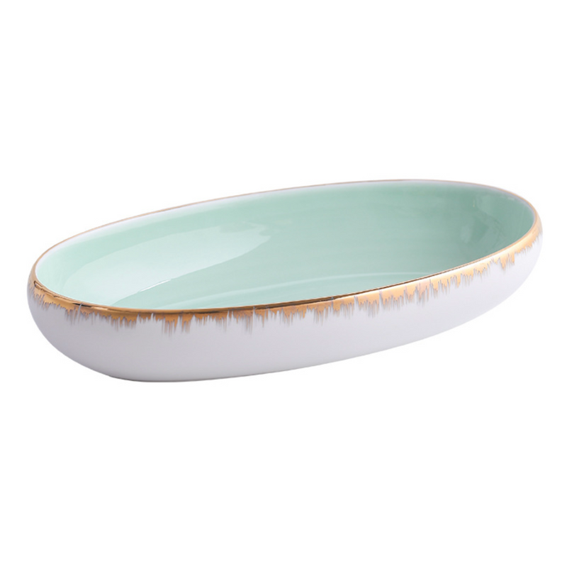 Oval Bowl Mint 600 ml - Bowl, ceramic bowl, serving bowls, noodle bowl, salad bowls, bowl for snacks, large serving bowl | Bowls for dining table & home decor