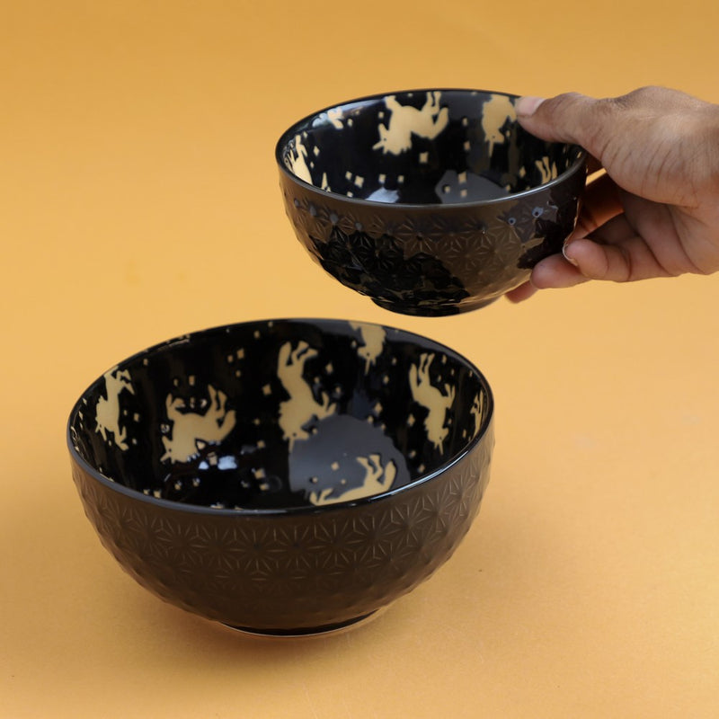 Natura Bowls Black - Bowl, ceramic bowl, serving bowls, noodle bowl, salad bowls, bowl for snacks, large serving bowl | Bowls for dining table & home decor