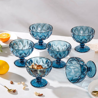 Dessert Serving Glass Blue Set Of 6 300 ml