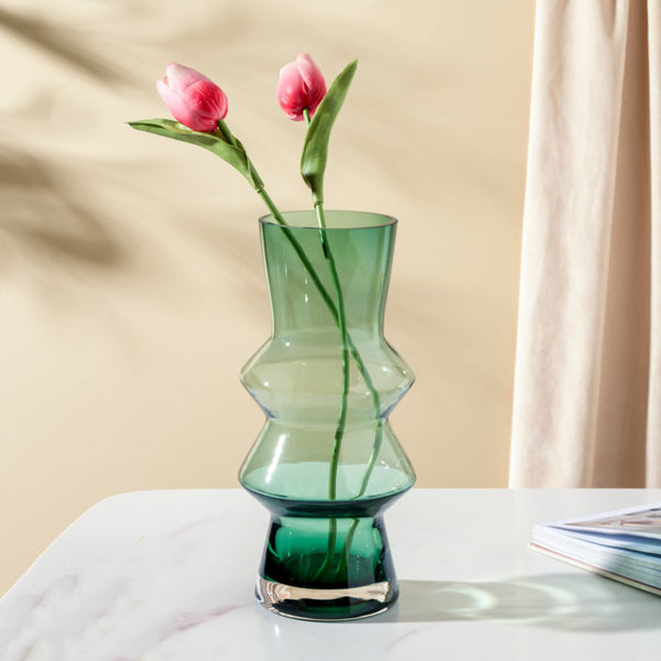 Modern Glass Flower Vase Green