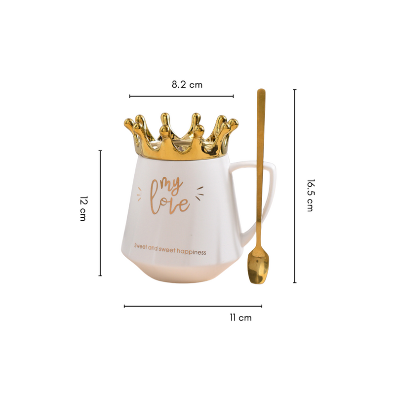 Royal Crown My Love Coffee Cup With Lid 300 ml- Mug for coffee, tea mug, cappuccino mug | Cups and Mugs for Coffee Table & Home Decor