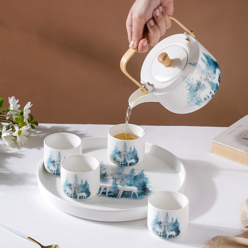 White Teapot Set - Tea cup set, tea set, teapot set | Tea set for Dining Table & Home Decor