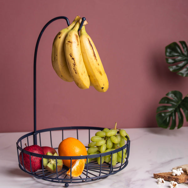 Wire Fruit Holder Basket with Banana Hanger - Basket | Fruit basket