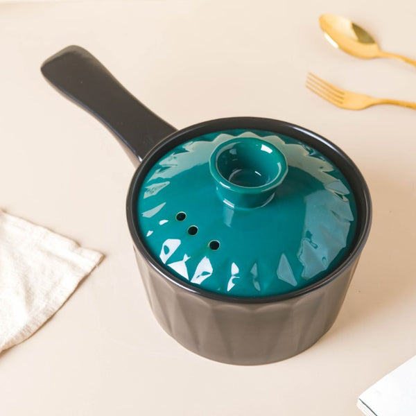 Cook and Serve Ceramic Cookware with Lid and Handle - Cooking Pot