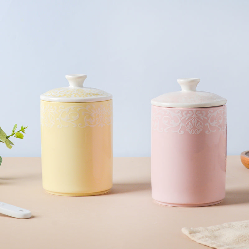 Riona Floral Ceramic Canister Pink - Jar