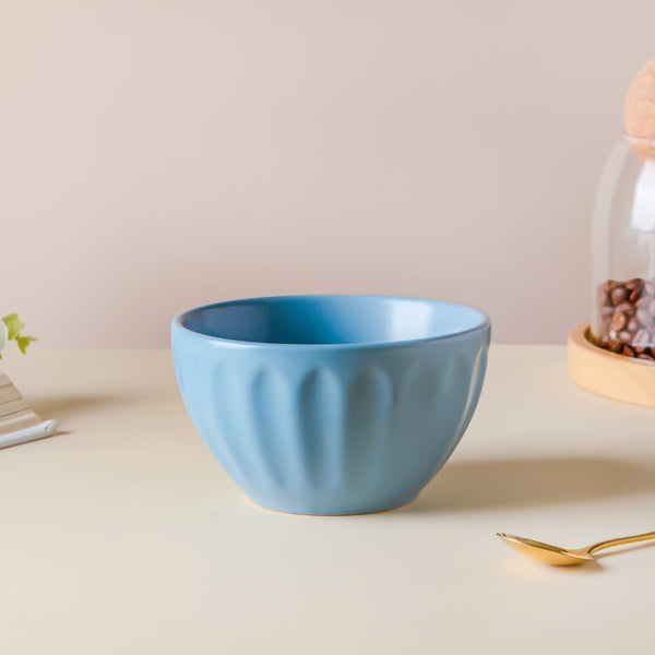 Riona Textured Ceramic Side Bowl Blue 200 ml - Bowl,ceramic bowl, snack bowls, curry bowl, popcorn bowls | Bowls for dining table & home decor