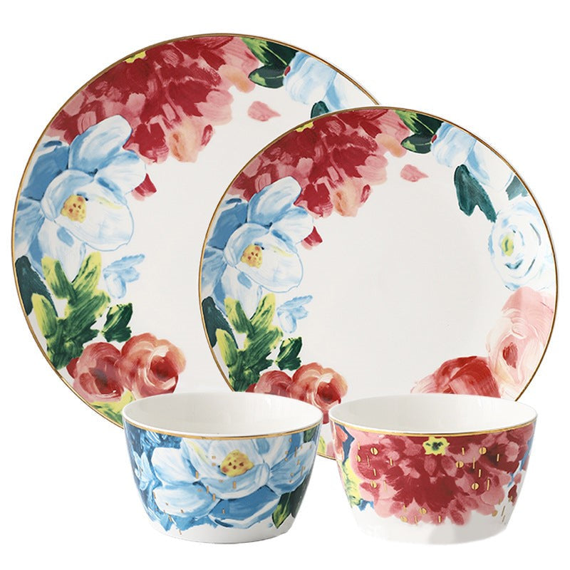 Floral Dinner Plate - Serving plate, lunch plate, ceramic dinner plates| Plates for dining table & home decor