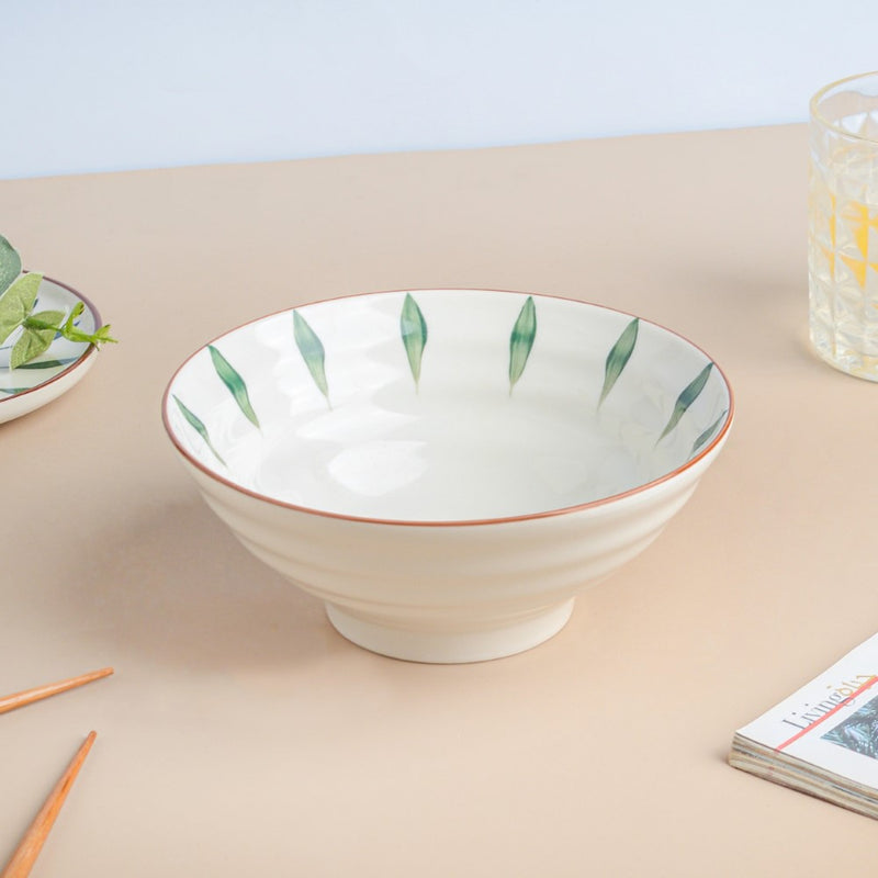 Teardrop Textured Ramen Bowl Green 550 ml - Soup bowl, ceramic bowl, ramen bowl, serving bowls, salad bowls, noodle bowl | Bowls for dining table & home decor
