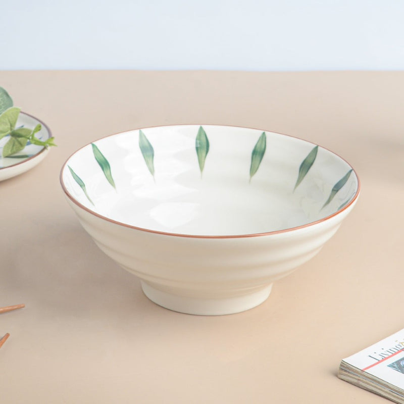Teardrop Textured Ramen Bowl Green 550 ml - Soup bowl, ceramic bowl, ramen bowl, serving bowls, salad bowls, noodle bowl | Bowls for dining table & home decor