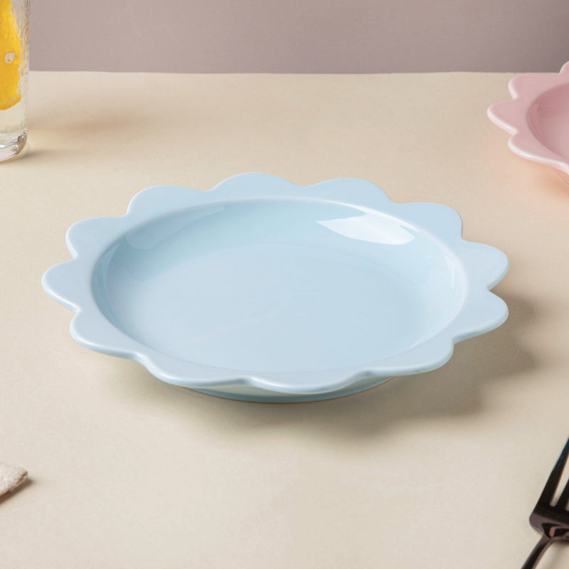 Rosette Ceramic Snack Plate Blue 8.5 Inch - Serving plate, snack plate, dessert plate | Plates for dining & home decor