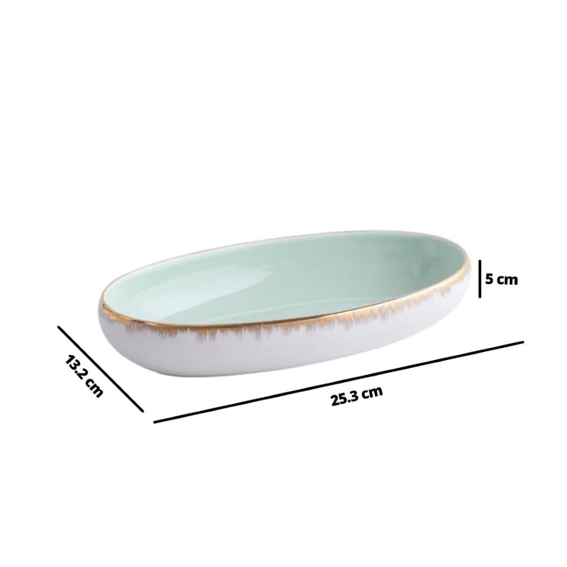 Oval Bowl Mint 600 ml - Bowl, ceramic bowl, serving bowls, noodle bowl, salad bowls, bowl for snacks, large serving bowl | Bowls for dining table & home decor