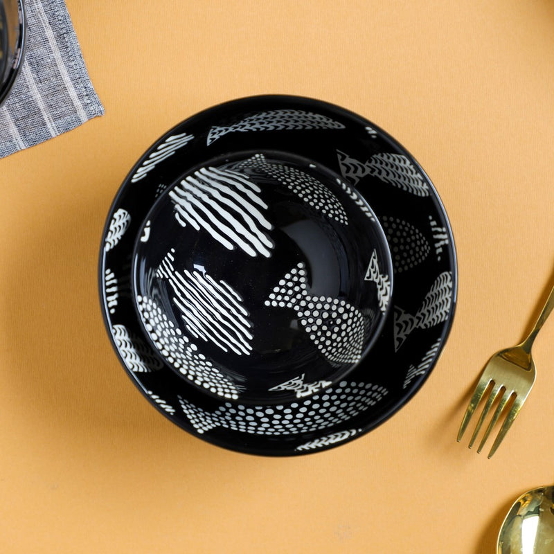 Natura Bowls Black - Bowl, ceramic bowl, serving bowls, noodle bowl, salad bowls, bowl for snacks, large serving bowl | Bowls for dining table & home decor