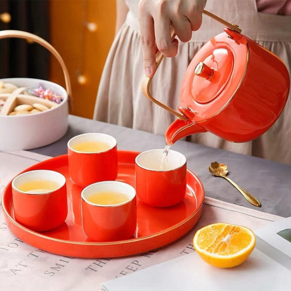 Luxury Tea Set Orange Online - Premium Tea Set | Nestasia