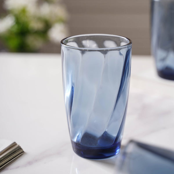Blue Swirl Drinking Glass Set of 6