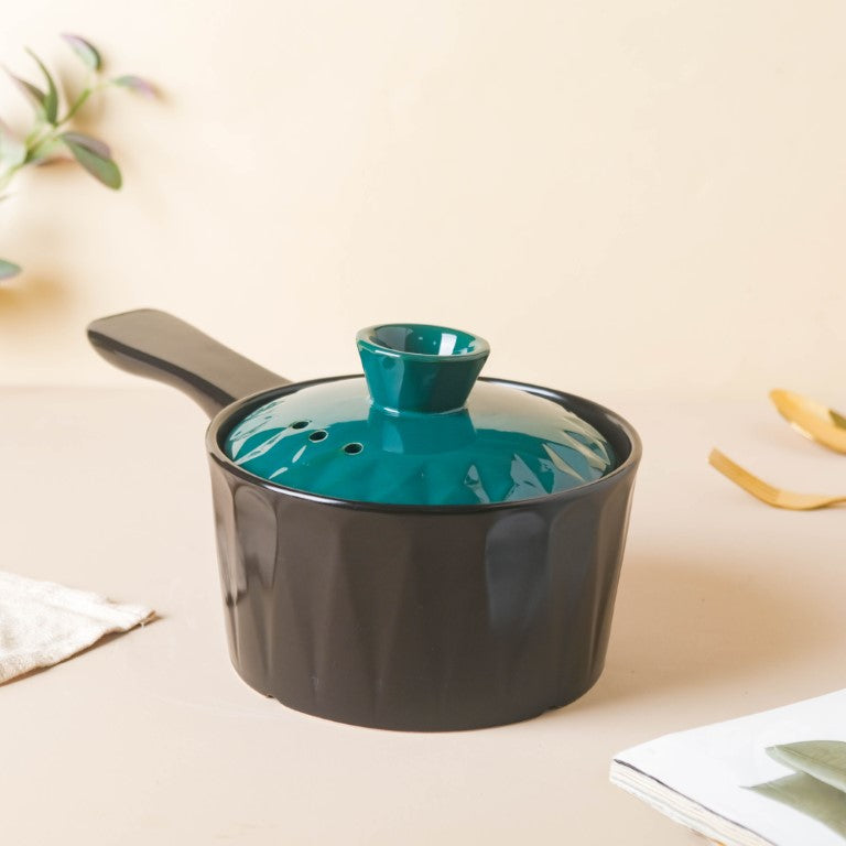 Cook and Serve Ceramic Cookware with Lid and Handle - Cooking Pot