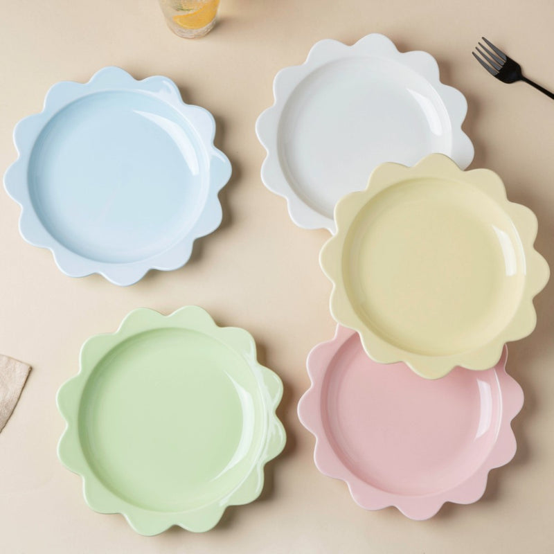 Rosette Ceramic Snack Plate Blue 8.5 Inch - Serving plate, snack plate, dessert plate | Plates for dining & home decor