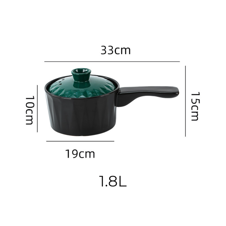 Cook and Serve Ceramic Cookware with Lid and Handle - Cooking Pot