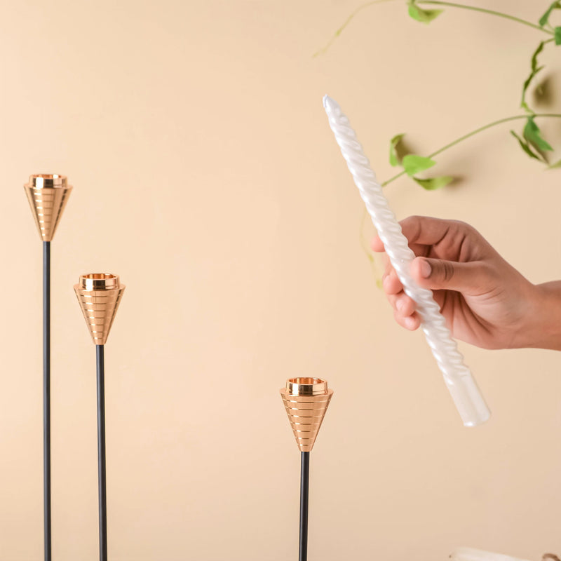 Golden Tip Candle Stand Set Of 3 - Candle stand | Room decoration ideas
