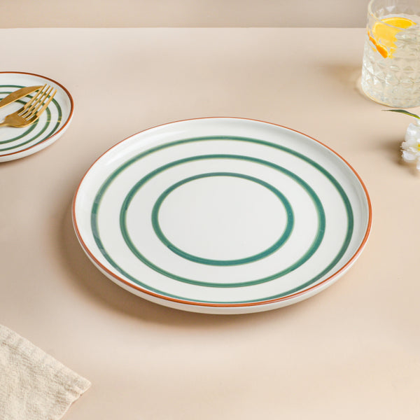 Spiral Dinner Plate Green 10 Inch - Serving plate, rice plate, ceramic dinner plates| Plates for dining table & home decor