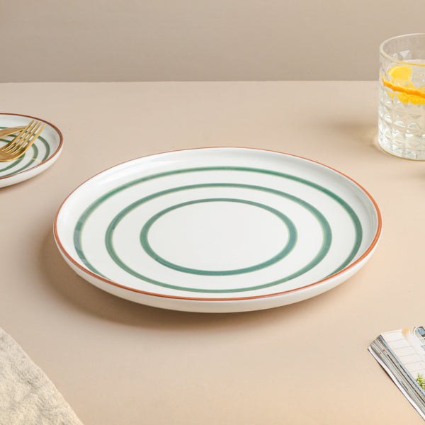 Spiral Dinner Plate Green 10 Inch - Serving plate, rice plate, ceramic dinner plates| Plates for dining table & home decor