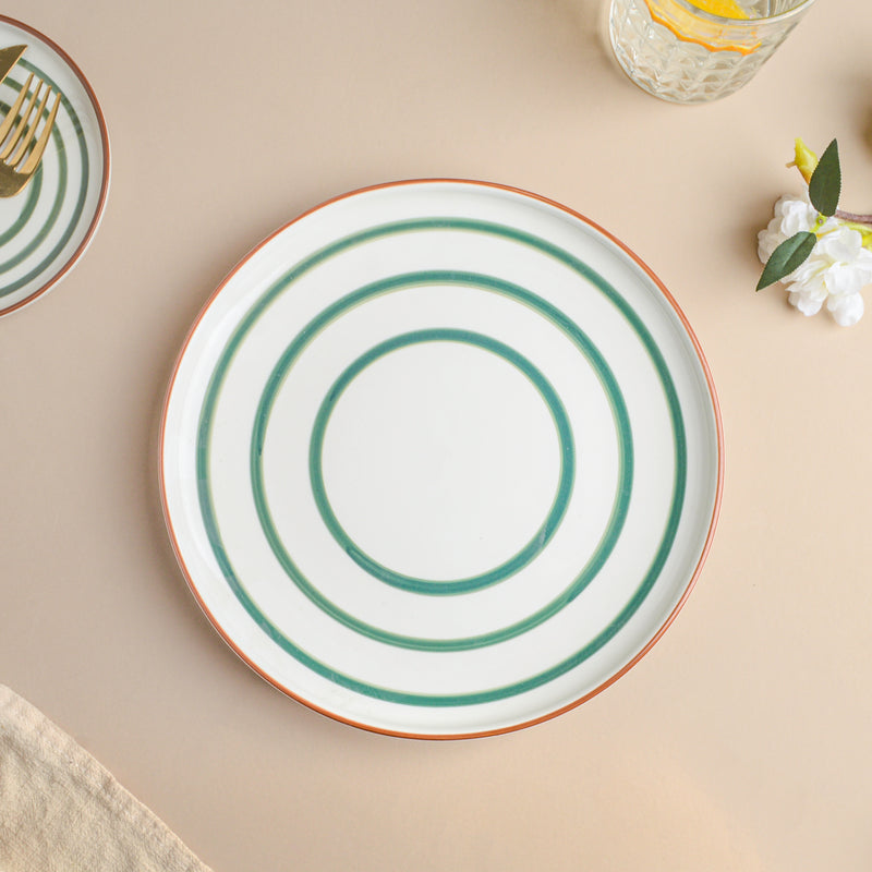 Spiral Dinner Plate Green 10 Inch - Serving plate, rice plate, ceramic dinner plates| Plates for dining table & home decor