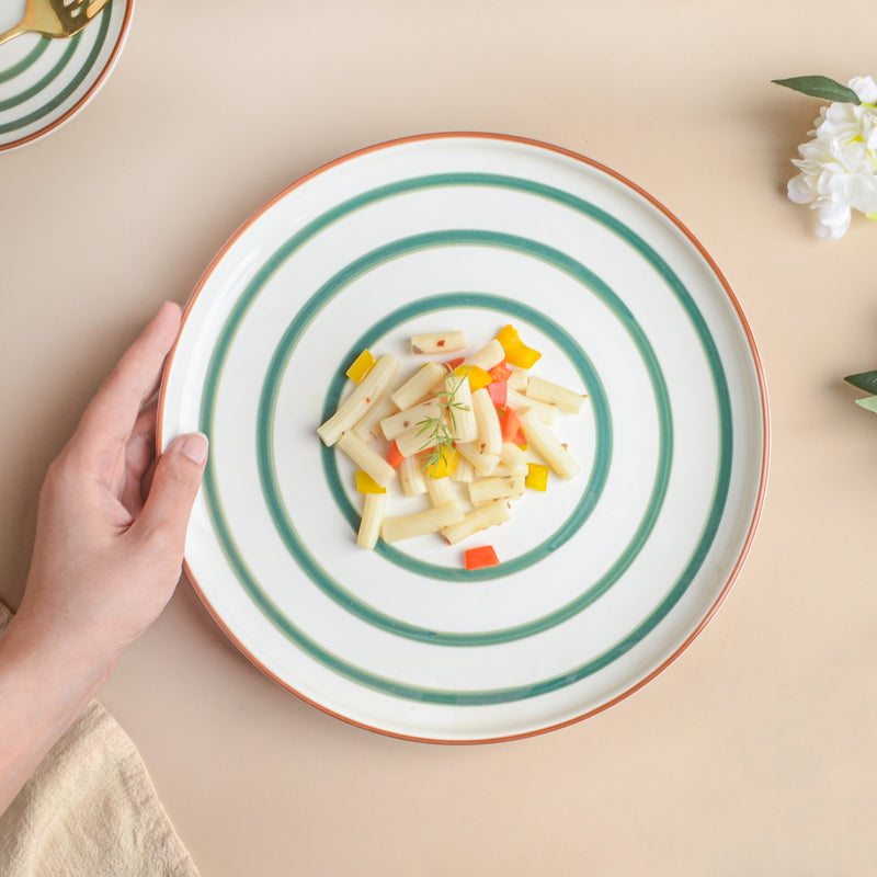 Spiral Dinner Plate Green 10 Inch - Serving plate, rice plate, ceramic dinner plates| Plates for dining table & home decor