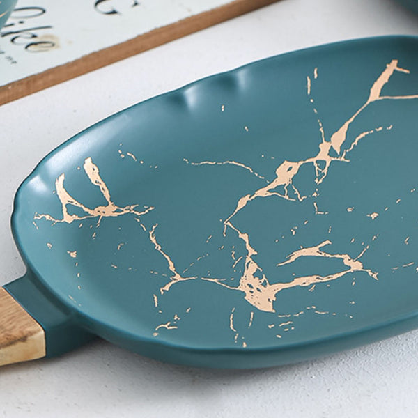 Rectangle Plate With Handle - Ceramic platter, serving platter, fruit platter | Plates for dining table & home decor