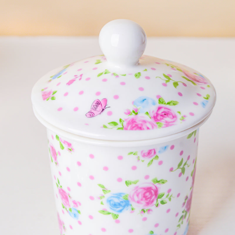 Magnolia Pink And Blue Glass Teapot With Warmer Base 700 ml - Teapot, teapot with warmer | Teapot for Dining table & Home decor