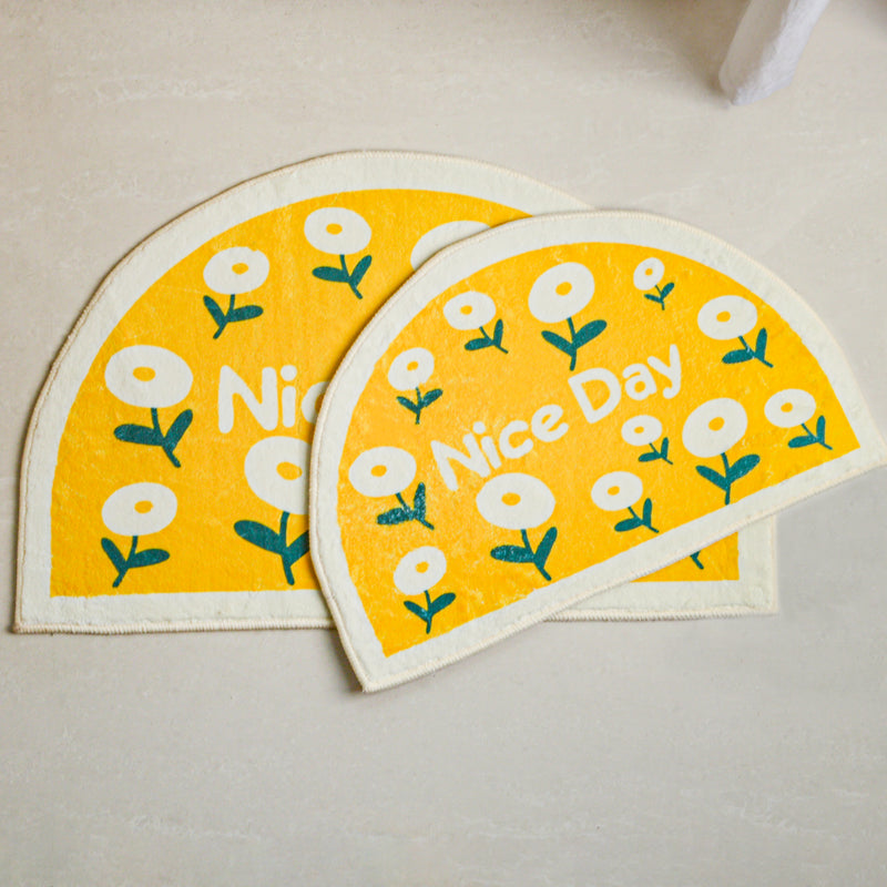 Yellow Semicircle Rug