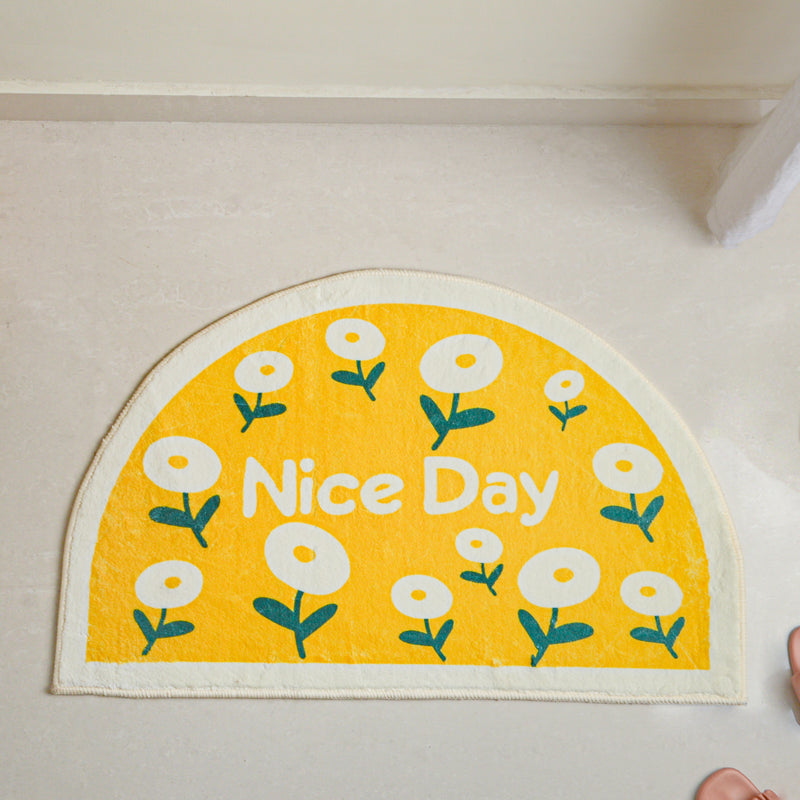 Yellow Semicircle Rug