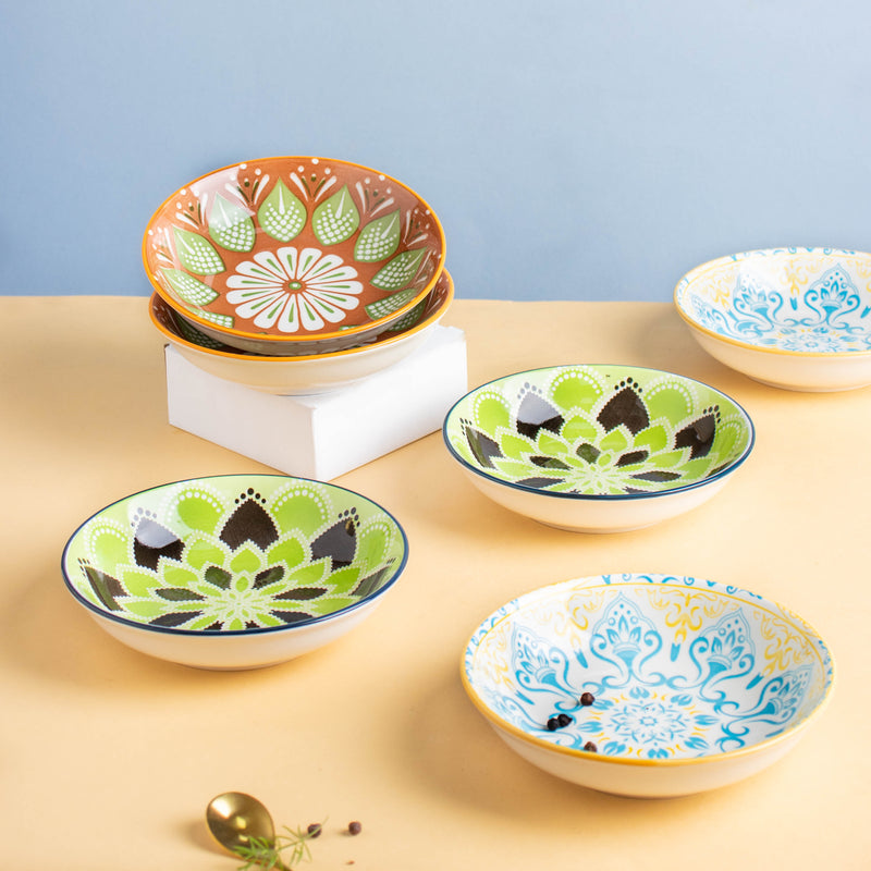 Mandala Dessert Plate Set of 2 - Serving plate, small plate, snacks plates | Plates for dining table & home decor