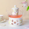 Viola Cosmos Glass Teapot With Warmer Base 700 ml - Teapot, teapot with warmer | Teapot for Dining table & Home decor