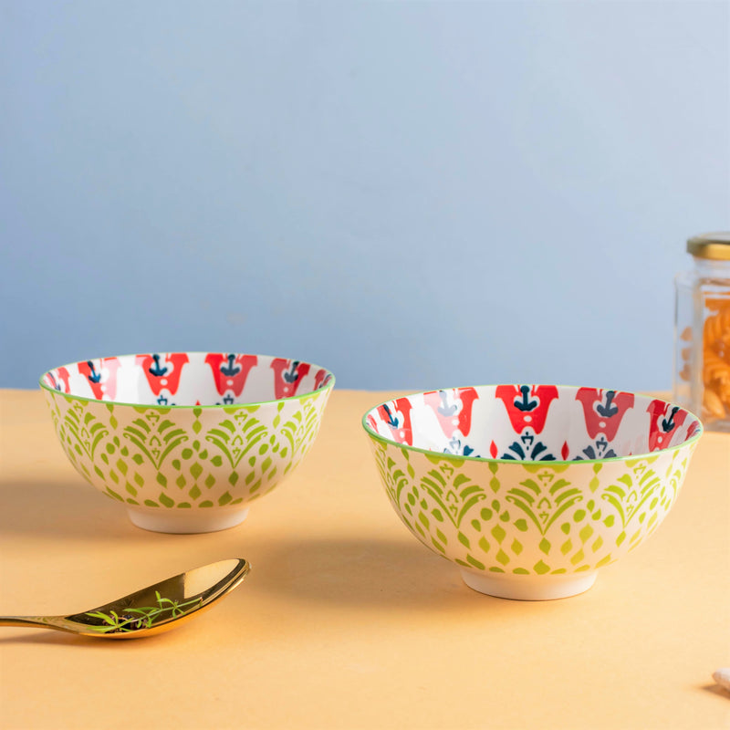 Mandala Dessert Bowl Set of 2 - Bowl,ceramic bowl, snack bowls, curry bowl, popcorn bowls | Bowls for dining table & home decor