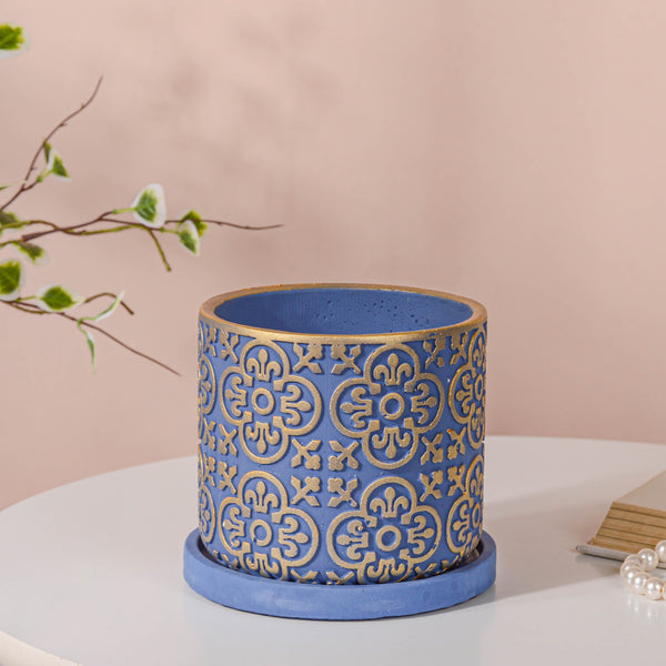 Gold and Blue Pot Small - Indoor planters and flower pots | Home decor items