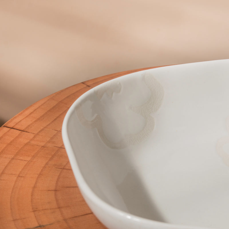 Floral White Serving Bowl 8 Inch 550 ml - Bowl, ceramic bowl, serving bowls, noodle bowl, salad bowls, bowl for snacks, large serving bowl | Bowls for dining table & home decor