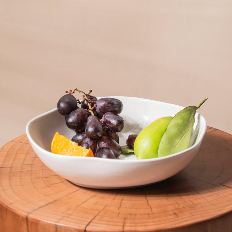 Floral White Serving Bowl 8 Inch 550 ml - Bowl, ceramic bowl, serving bowls, noodle bowl, salad bowls, bowl for snacks, large serving bowl | Bowls for dining table & home decor