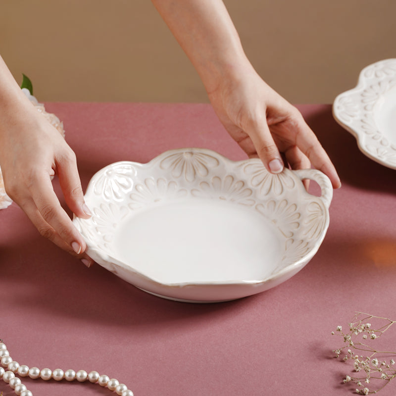 Faye Bowl With Handle 9 Inch 500 ml - Bowl, ceramic bowl, serving bowls, noodle bowl, salad bowls, bowl for snacks, large serving bowl, bowl with handle | Bowls for dining table & home decor