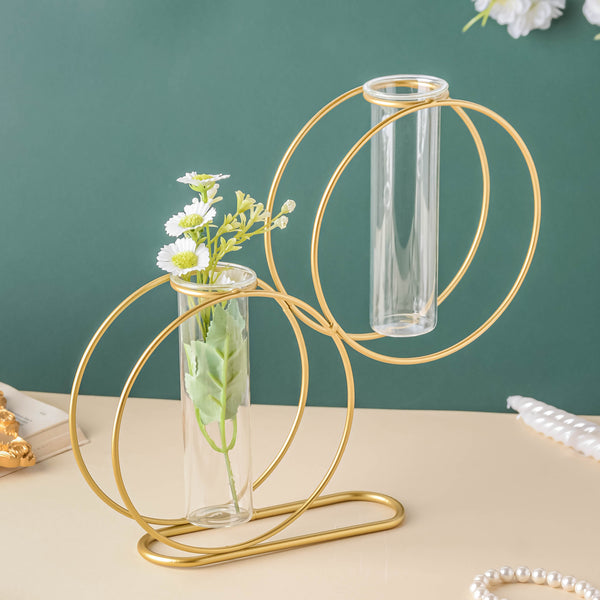 Double Tube Vase - Flower vase for home decor, office and gifting | Room decoration items