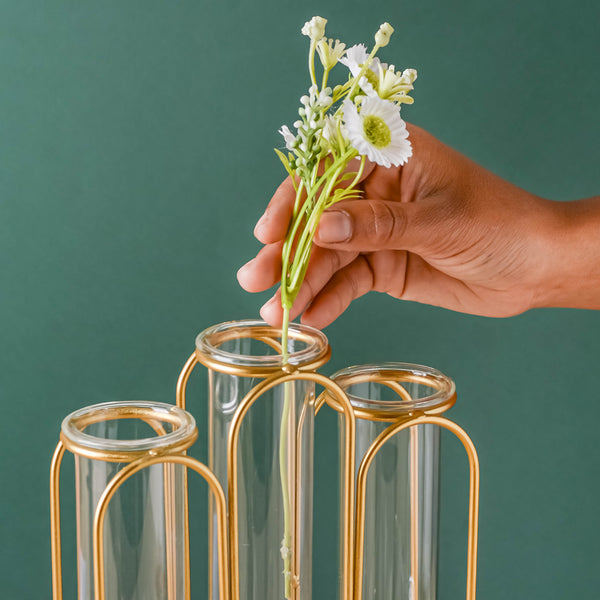 Triple Tube Vase - Flower vase for home decor, office and gifting | Home decoration items