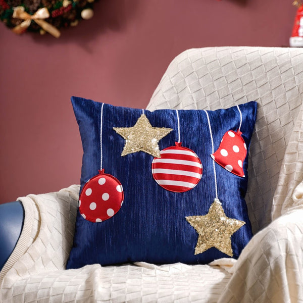Christmas Ornaments Cushion Cover 16 Inch X 16 Inch