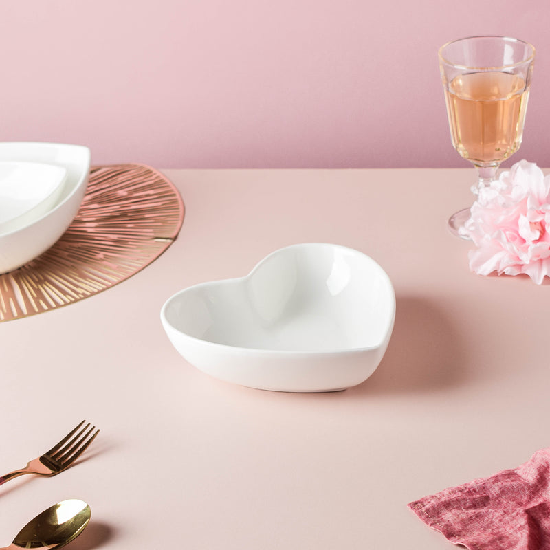 White Heart Fruit Bowl 420 ml - Bowl,ceramic bowl, snack bowls, curry bowl, popcorn bowls | Bowls for dining table & home decor