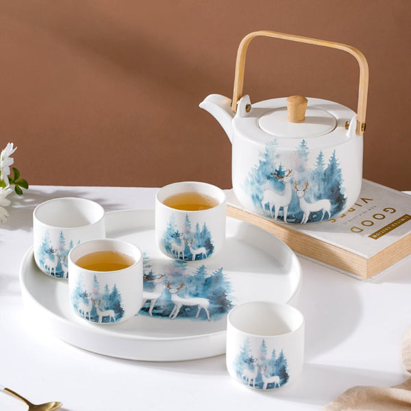 White Teapot Set - Tea cup set, tea set, teapot set | Tea set for Dining Table & Home Decor
