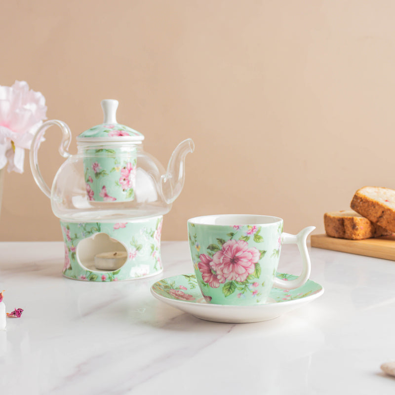 JARDIN High Tea Cup and Saucer Set - Tea cup set, tea set, teapot set | Tea set for Dining Table & Home Decor