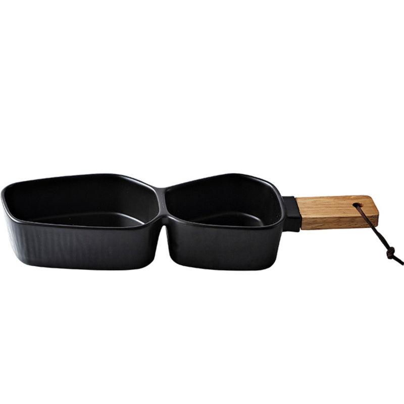 GEOMETRIC 2 Part Bowl With Wooden Handle - Serving bowls, noodle bowl, snack bowl, curry bowl | Bowls for dining & home decor