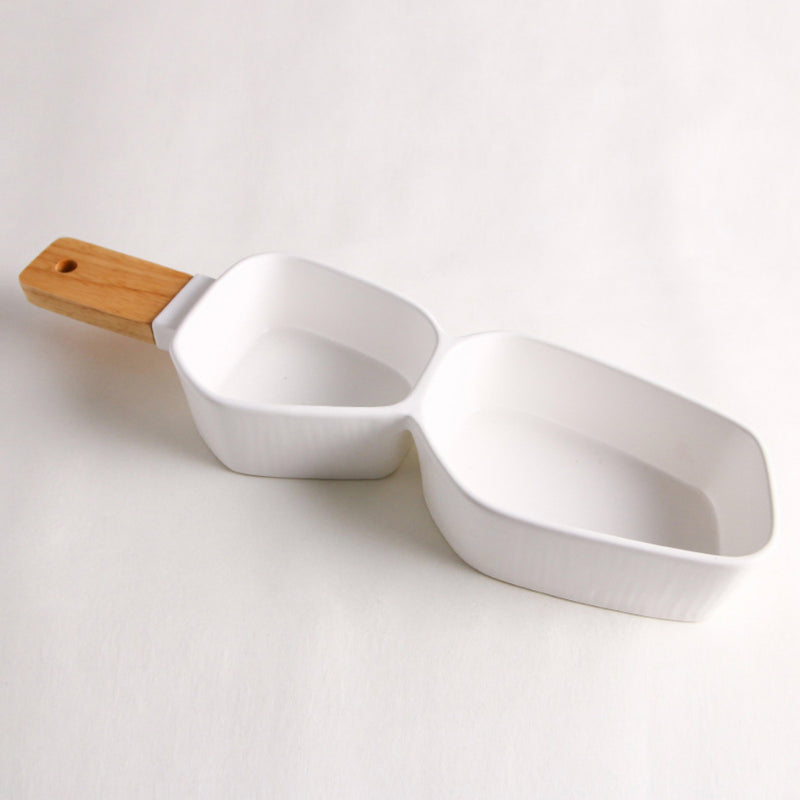 GEOMETRIC 2 Part Bowl With Wooden Handle - Serving bowls, noodle bowl, snack bowl, curry bowl | Bowls for dining & home decor