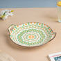 Mandala Round Ceramic Platter With Handle Green - Ceramic platter, serving platter, fruit platter | Plates for dining table & home decor