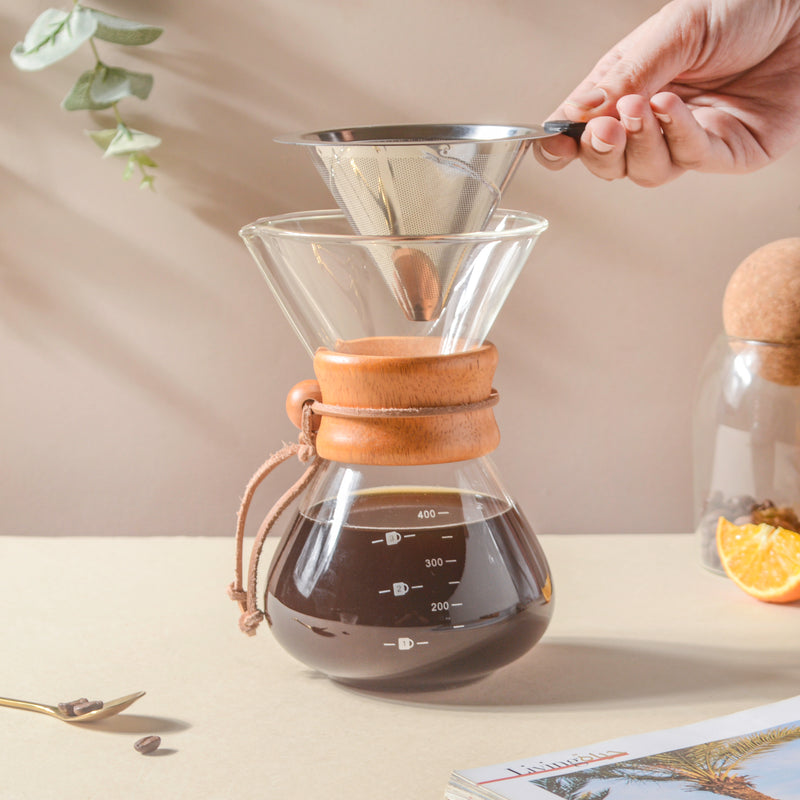 Manual Drip Coffee Maker With Borosilicate Glass Carafe- Coffee filter, coffee pot, coffee strainer | Coffee Pot and Filter for Dining table & Home decor