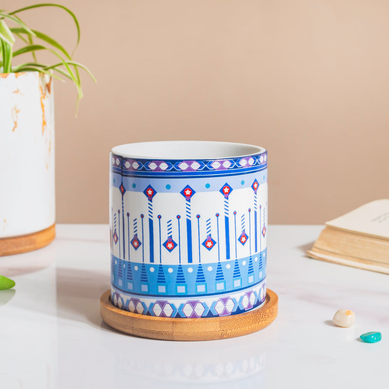 Potted Palette Ceramic Planter With Coaster Set Of 5