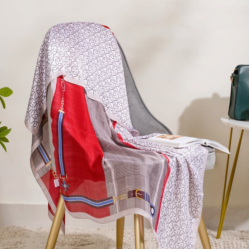 Printed Silk Red Scarf