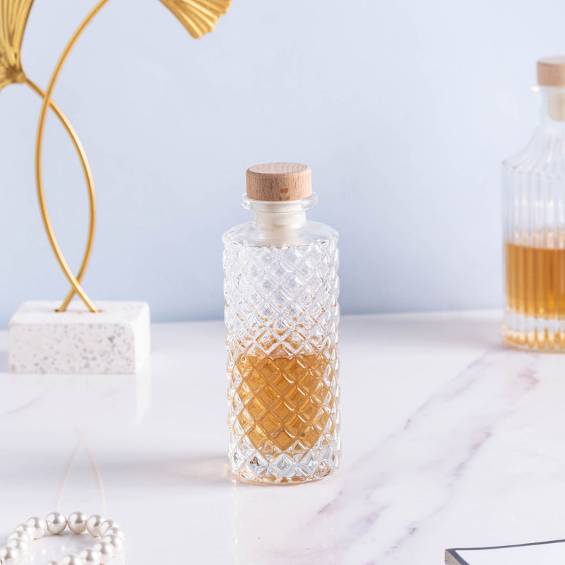 Long Rhombus Textured Decanter Bottle - Water bottle, juice bottle, glass bottle | Bottle for Travelling & Dining Table